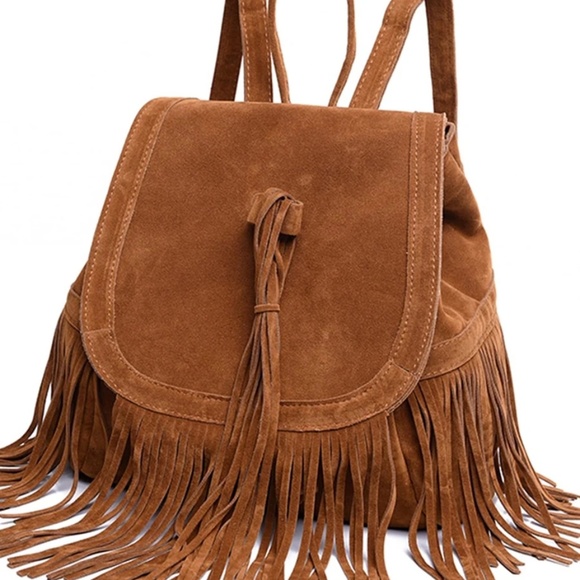 Vegan Suede Western Fringe Backpack - Picture 2 of 12